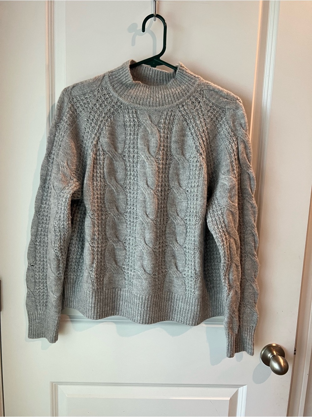 J. Crew gray Cable Knit Mock Neck Sweater. Small